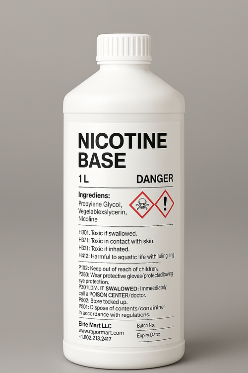 UNFLAVORED 3-72MG/ML NICOTINE BASE 1L 50/50 VG/PG Vapo Mart